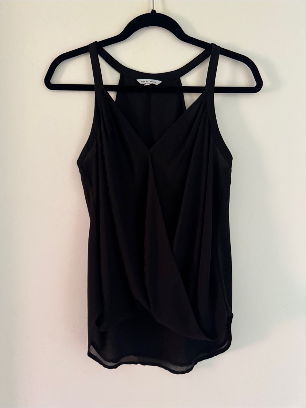Naked Zebra Black Draped V-Neck Double-Strap Camisole